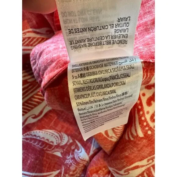 Farm Rio NWT Majestic Coconut Tree Maxi Dress Large Red Linen Blend Tropical - Picture 11 of 11